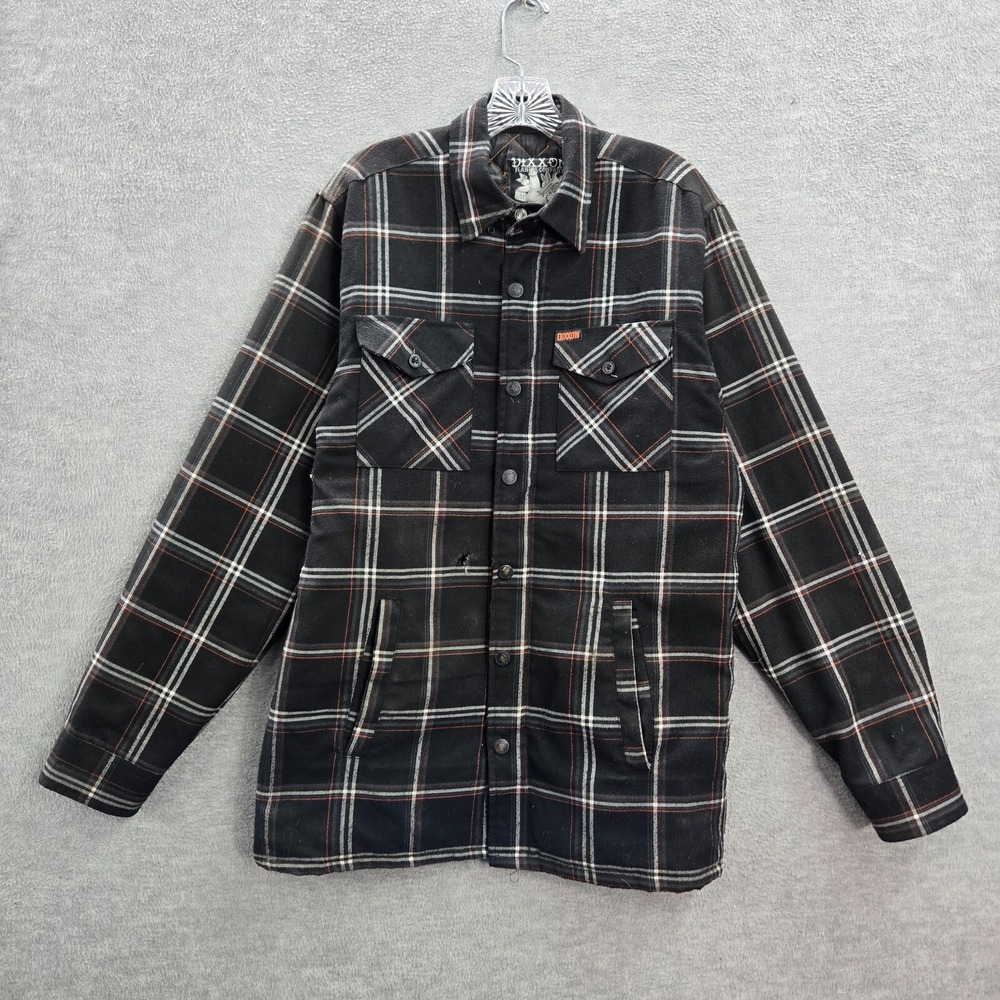 Dixxon Men Jacket Medium Black Plaid Live Fast Forever Shacket Quilted READ